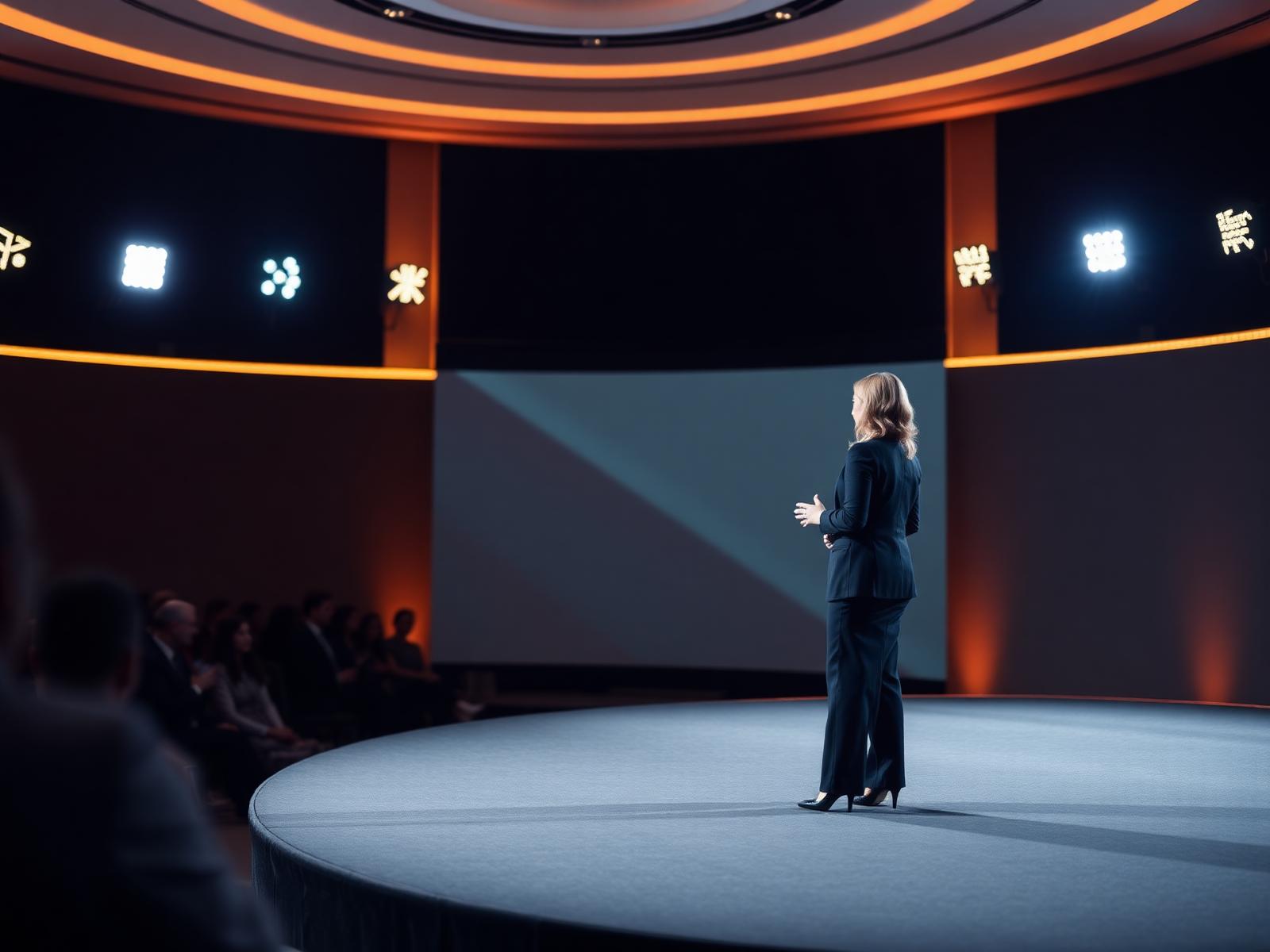 Ghina Sahagun speaking on stage